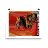 Woman On Red Loveseat - Print