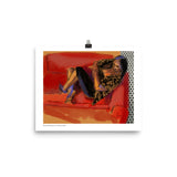 Woman On Red Loveseat - Print